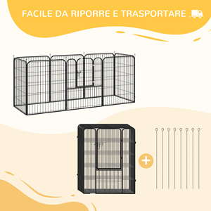 PawHut <b>Dog</b> <b>Playpen</b> and Puppy <b>Playpen</b>, Modular Indoor and Outdoor <b>Dog</b> <b>Playpen</b> in Metal and Steel 8 Panels 80x100cm - Product Image 5