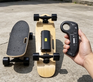 Patineta Eléctrica Portátil, Tabla de Skateboard de Cuatro Ruedas, Alta Velocidad, Plataforma de Madera de Arce, Control Remoto Inalámbrico para Adultos - Product Image 2