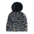 Gorros de Invierno Tejidos para Mujer, Niña y Bebé, con Estampado de Leopardo y Pompones, Color Negro, Cálidos para Otoño e Invierno - Product Image 5