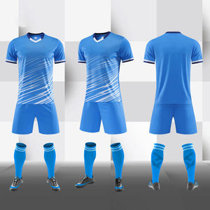 Tenue de football personnalisée en polyester/coton respirant, col rond, manches courtes, ensemble complet, kit de football pour adultes, séchage rapide - Product Image 1