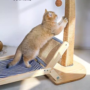 Árbol rascador personalizado para gatos, cama para gatos, tumbona para gatos, rascador tipo rodillo de playa, poste rascador, hamaca elevada para gatos - Product Image 3