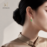 Nouvelles boucles d'oreilles clous en perles d'eau douce naturelles de style chinois, design gourde en jade blanc, argent 925, pour femmes