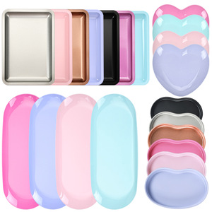 Ensemble de plateaux en acier inoxydable, forme carrée et cœur, plusieurs couleurs, organisateur de bijoux et d'accessoires pour nail art, présentoir décoratif, fournitures pour ongles - Product Image 4