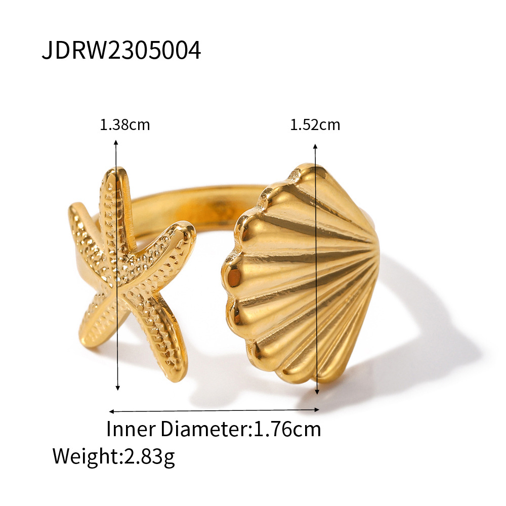 Bohemia Summer Beach Starfish Shell Open Ring - Stylish
