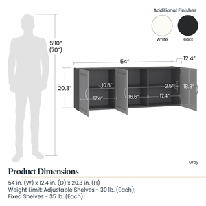 Factory Direct Wall Cabinet Laundry Room, Medicine for Bathroom <b>Kitchen</b> Garage, Storage with 3 Doors - Product Image 4