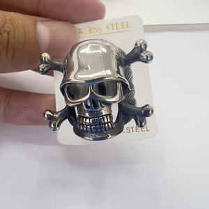 Nhẫn nam phong cách Punk Biker cổ điển bằng thép không gỉ, thiết kế hình trái tim, bộ xương, đầu lâu 3D đúc thủ công, thời trang, bán sỉ - Product Image 4