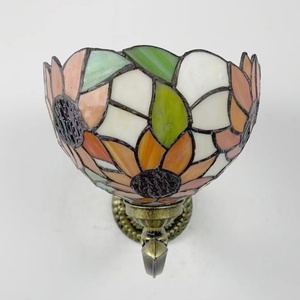 LongHuiJing 8Inch Sunflower Stained Glass <b>Wall</b> Light Vintage Tiffany <b>Wall</b> Mount Lamp Bedroom <b>Sconces</b> Home Table Lamp - Product Image 3