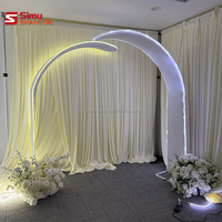 Nuevo Arco Curvo de Lujo para Escenario de Boda con Marco de Fondo y Luces LED Onduladas