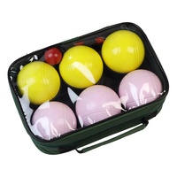 Ensemble de pétanque portable en acier coloré 6 pièces rose et jaune pour divertissement en plein air