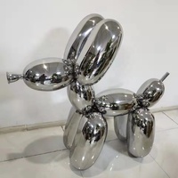 Sculpture d'animal en acier inoxydable, chien ballon, art métallique moderne, décoration intérieure, accessoire de vitrine, pour exposition en galerie et magasin