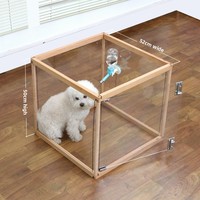 Clôture transparente en bois massif pour animaux de compagnie avec combinaison libre pour l'isolement des petits chiens, chats et lapins