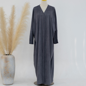 Ropa islámica Otoño Invierno Abaya abrigo bata Abaya tela de gamuza abierta Abaya Turquía Dubai mujeres vestidos cárdigan bata Lisa <span class=keywords><strong>Catan</strong></span> - Product Image 4