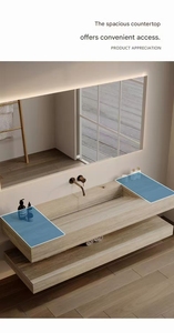 Wash Basin Floating Vanity Bathroom Hotel Wall Mounted Stone Top Integrated Sink Travertine Bathroom Vanity - Product Image 5
