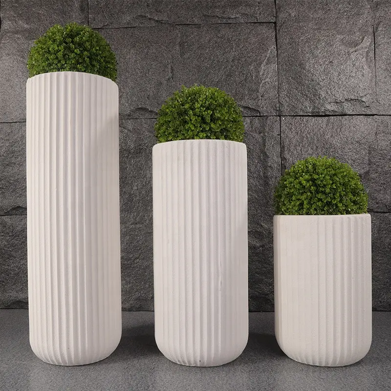 Vaso de fibra para jardim, vaso de flores para o ar livre, estilo nórdico
