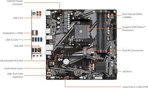 Carte mère B550M K, prend en charge les processeurs AM4 5000, Micro-ATX, DDR4, double M.2, 6 Gb/s - Product Image 3