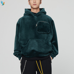 เสื้อฮู้ดดี้กำมะหยี่ทรงสลิมฟิต แฟชั่นสตรีทสไตล์คุณภาพสูง มีกระเป๋าหน้าอกขนาดใหญ่ ดีไซน์เรียบง่าย - Product Image 1