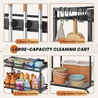 Support de balai avec organisateur de nettoyage, armoire de rangement pour placard avec support de balai, crochets de fixation, chariot de nettoyage et d'entretien ménager