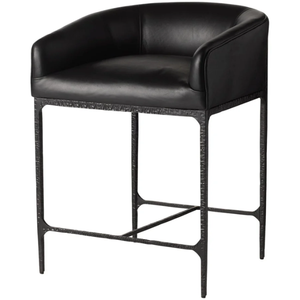 Evelyn Counter <b>Stool</b> iron/Russet <b>Leather</b> ,Black <b>Leather</b> Durable High Bar <b>Stool</b> for Home Bar & Dining Room - Product Image 2