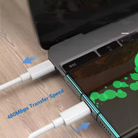Kabel Tipe C ke Tipe C 2 Meter, Daya Tahan Tekuk 10000+ Kali Lipat, PVC Tahan Tekuk, Kabel Data Pengisian Cepat untuk Smartphone Laptop