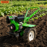 Motoculteur diesel à entraînement direct YKX de 1350 mm de largeur, équipement et outils agricoles avec kit de démarrage électrique en option