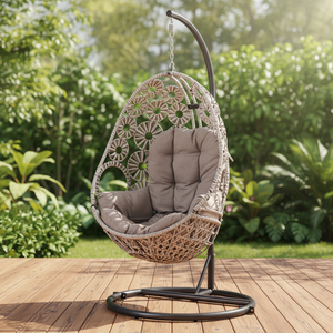 Silla Colgante Tipo Hamaca de Ratán PE para Patio, Uso Interior y Exterior, Personalizable, Impermeable, de Poliéster, Moderna, para Balcón - Product Image 1