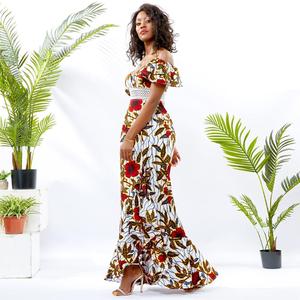 Floral africain Tissu De Cire D'impression Maxi Longue Kitenge Conceptions Femmes Dames <span class=keywords><strong>Robe</strong></span> de Soirée - Product Image 2