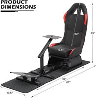 Cockpit Simulateur de Course Noir en Acier Inoxydable Pliable avec Support de Siège Compatible Logitech G920 G29 G27 G25 G923 Thrustmaster