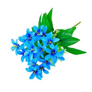 Lys artificiel rouge vif, fausse plante de lys <span class=keywords><strong>multi</strong></span>-têtes avec feuilles vertes, décoration de table pour la maison, vente en gros - Product Image 5