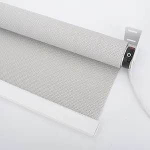 Canadian Top Quality Anti-UV fireproof waterproof Motorized roller blinds blackout sunscreen double window shades