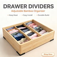 Diviseurs de tiroirs en bambou réglables, lot de 6 organisateurs de tiroirs extensibles pour la cuisine, les vêtements et le bureau, s'adaptent aux intérieurs de tiroirs