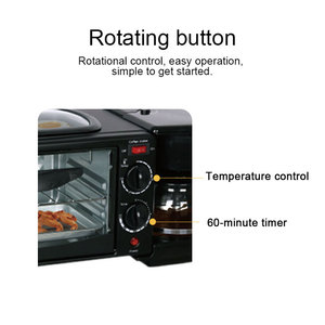 Horno Eléctrico Multifuncional 3 en 1 para Desayuno/Café/Preparación de Pan, Control Mecánico Independiente, Transfronterizo - Product Image 3