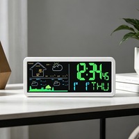 Horloge réveil avec prévisions météo colorées sur 3 jours, calendrier perpétuel, connexion à l'application TUYA, affichage de la température et de l'humidité, design nordique