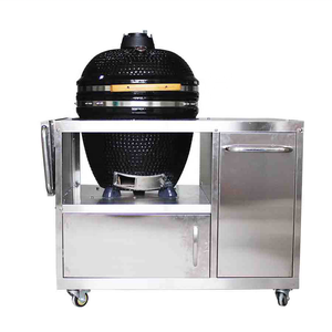 Meja panggang barbekyu Kamado, alat panggang Stainless Steel, arang BBQ keramik Kamado 52 cm - Product Image 5