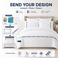 Ensemble de literie brodé sur mesure OEM ODM, housse de couette et taie d'oreiller pour hôtel, logo personnalisé, motif, taille, linge de lit de luxe