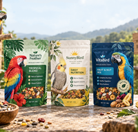 Sacs d'emballage personnalisés pour aliments pour perroquets, sachets souples imprimés avec fenêtre pour mélanges de graines, céréales, noix et fruits pour oiseaux