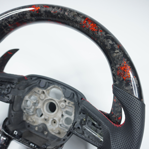 Volante de fibra de carbono forjado rojo personalizado privado para <span class=keywords><strong>Audi</strong></span> Q3 <span class=keywords><strong>Q5</strong></span> A3 A5 s <span class=keywords><strong>Rs</strong></span>/con paleta de cambio y cuero perforado - Product Image 2