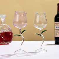 Verres à vin en cristal borosilicaté en forme de rose créative Gobelet à tige unique pour vin pour Champagne Cadeaux romantiques