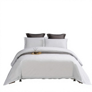 Parure de lit 4 pièces en coton pur 60 fils, teinture réactive, tissage satiné, drap blanc et housse de couette pour hôtels 5 étoiles - Product Image 1