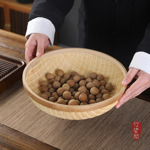 <b>Bamboo</b> Woven Fruit Basket Round Handmade Food Storage <b>Container</b> Kitchen Use - Product Image 1