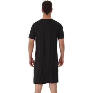 Chemise de nuit pour homme en viscose de bambou, manches courtes, col en V, coupe ample, tailles S à XXL, vente en gros - Product Image 2