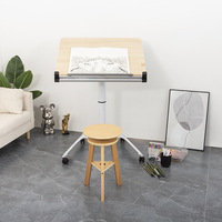Bureau mobile en bois d'érable réglable en hauteur pour la peinture à l'huile, planche à dessin pour architectes, chevalet rabattable (bureau)