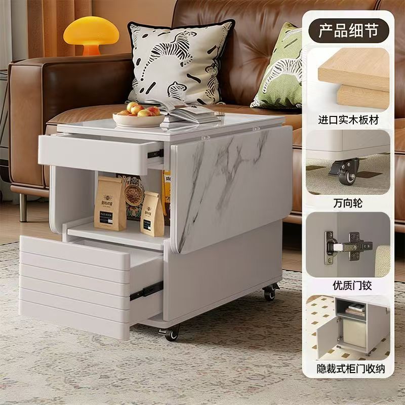 Mesa de centro plegable (gris y blanco, sin taburete)