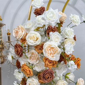 Nuevo diseño de arco de boda con fondo floral, arreglo de flores en tono naranja, pared de fondo con hilera de flores - Product Image 3