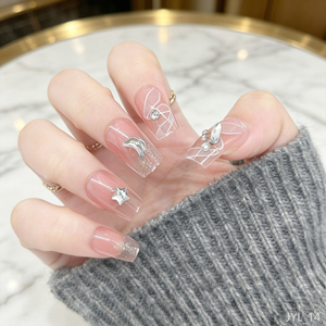 <span class=keywords><strong>Faux</strong></span> <span class=keywords><strong>ongles</strong></span> réutilisables faits à la main en ABS avec strass, design petit bijou pour doigts, durables et longue durée - Product Image 1