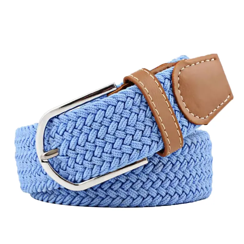 The Most Popular High Quality Custom Fabric Belt Casual Braided Elastic Canvas Mens Belts With Buckles Braided Belts