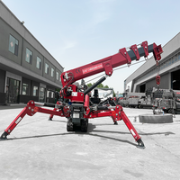 Mini-grue araignée EPA Euro 5 de 1,5 tonne, équipement de levage à flèche télescopique hydraulique, petite grue araignée