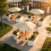 Meubles de loisirs élégants combinés avec jardinière et parasol, sièges d'extérieur résistants aux intempéries pour la détente quotidienne et les points photo