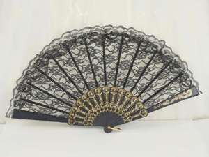 23cm Plain Color <b>Plastic</b> Hand Fan with Gold Trim & Lace <b>Edge</b> Floral Love Style Wedding Souvenir for Home Decoration - Product Image 5