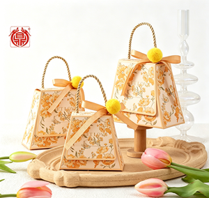 Boîtes et sacs à bonbons de mariage personnalisés en gros, écologiques, recyclables, style portable, en carton de 1 mm, pliables, vides, à tenir à la main - Product Image 2