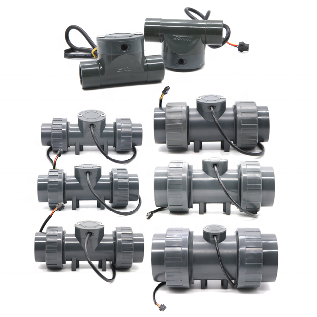 ZJPVC Series Digital Flow Sensors 3-24V DN15-DN80 Hall Effect Pulse Output Sewage Pool Irrigation Water Acid Liquids Measurement